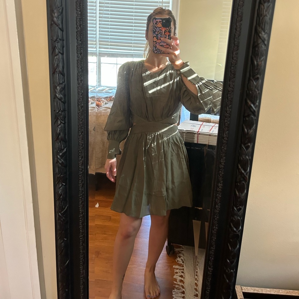 All About May olive green long sleeve dress